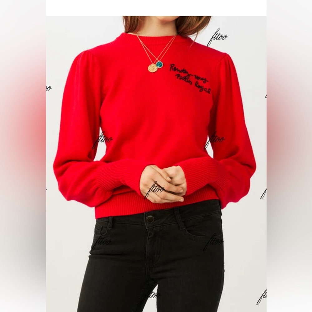 Maje Vibrant Red Crew Neck Sweater